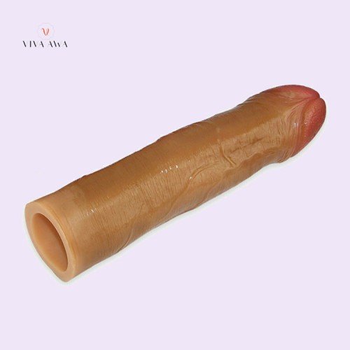 Brown Realistic Penis Enlargement In India Penis Sleeve Soft Liquid Silicone