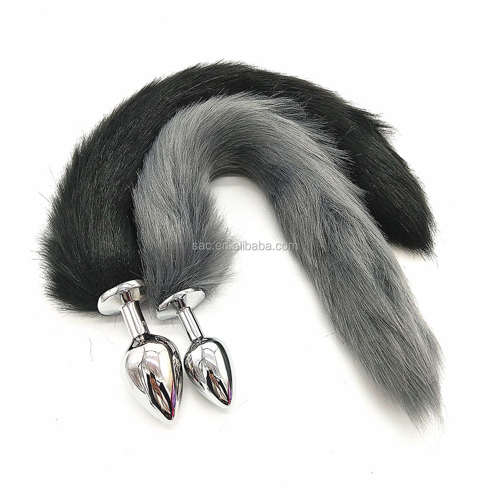 SacKnove Multicolor Erotic Alternative Pleasure Games Steel Metal Fur Artificial Fox Tail Anal Plug for Woman Butt Sex Toy
