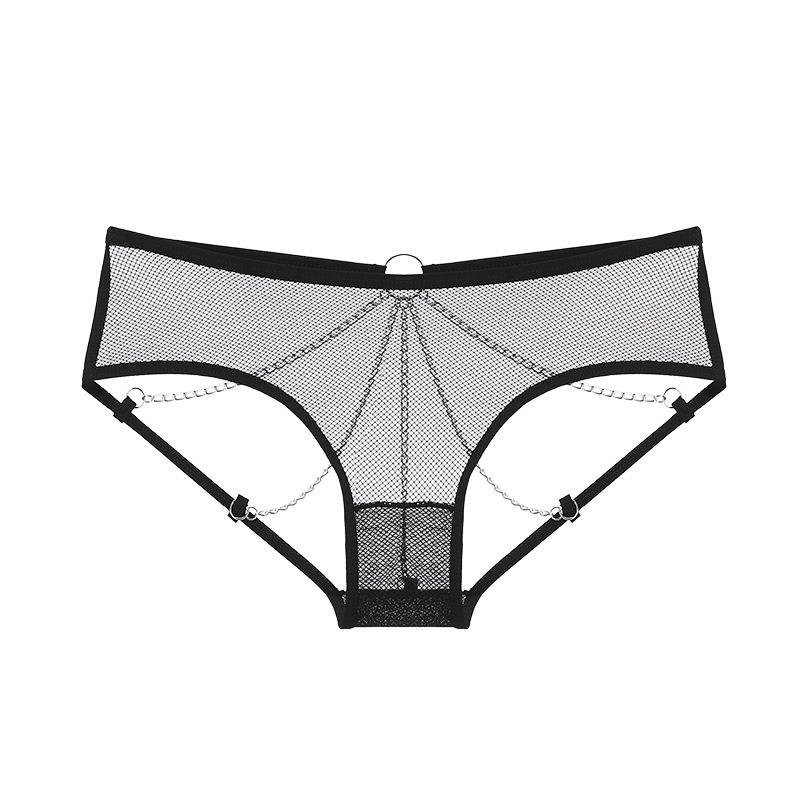Women's Low Waist Chain Thong G-String Panties Wholesale Sexy Transparent Mesh Underwear Lace Solid Sexy Lingerie for Sex