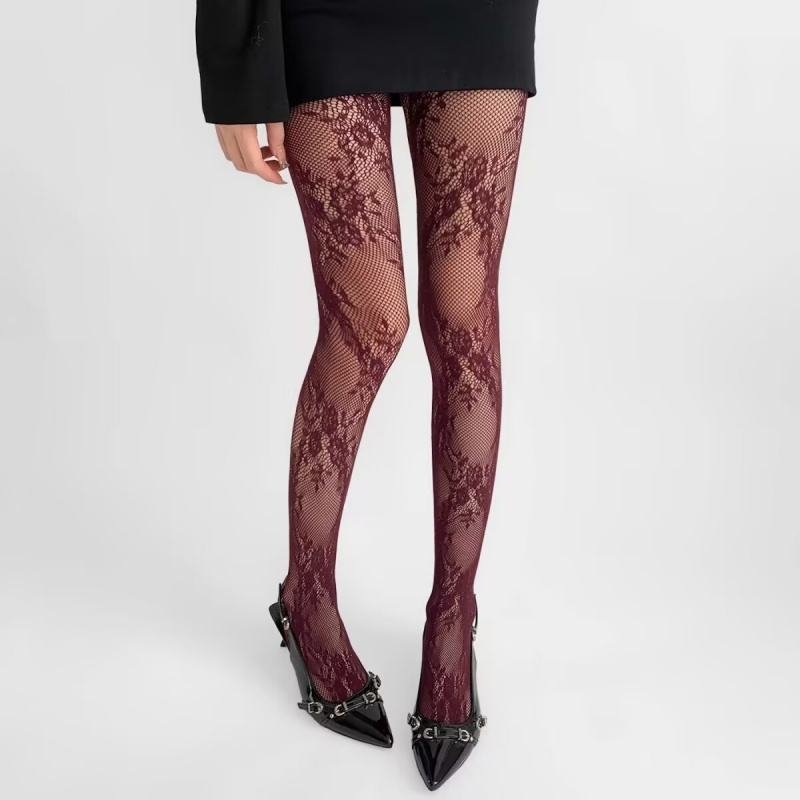 Sexy Lingerie Hosiery Female High Stretchy Pantyhose Women Mesh Tights Hollow Out Women Floral Fishnet Stockings