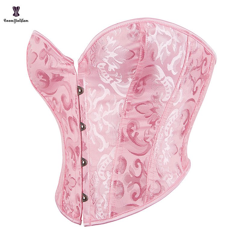 Busty Women's Slimming Bustier 12 Plastic Bones Supported Gorset Plus Size S-xxxxxxl Pink Corset Short With 4 Busks