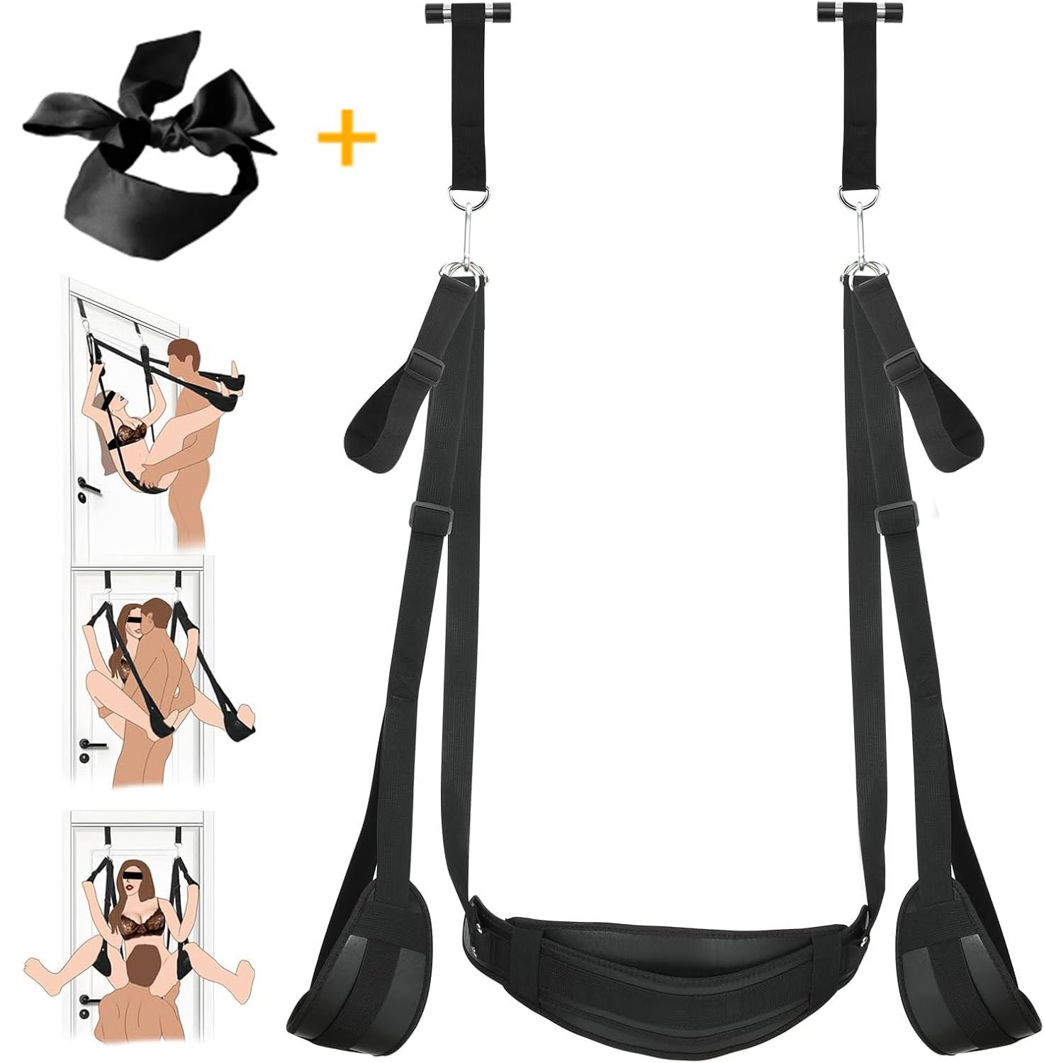 BDSM Door Swing Sex Toy Set for Couples with Blindfold Adjustable Sex Sling Strap and Handles for Intimate Positions Adult Game