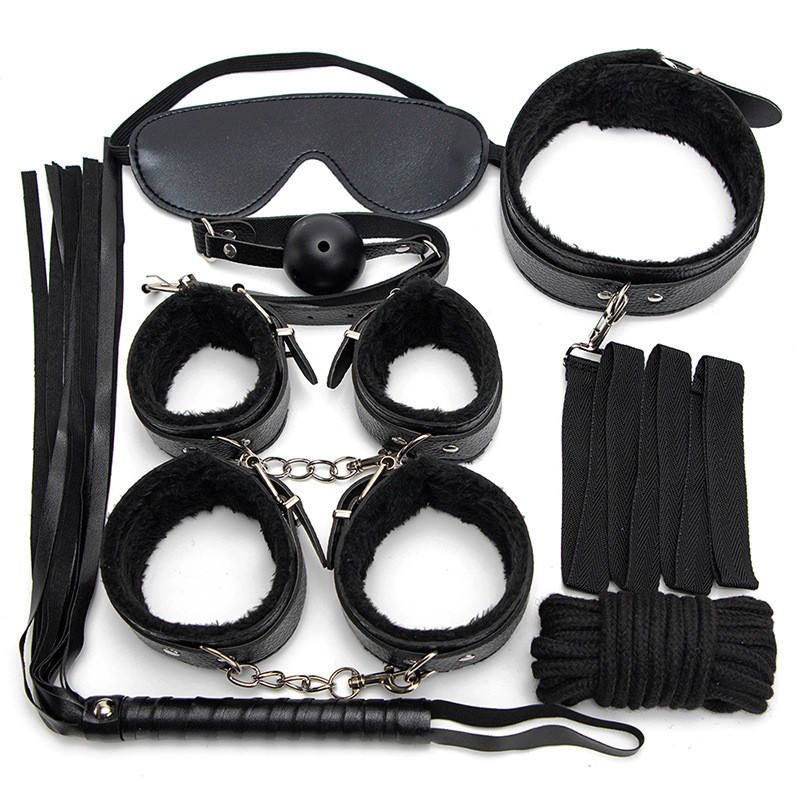 7Pcs Bdsm Kit Plush Erotic Sex Toys Slave Game Bdsm Bondage Fetish Bondage Set for Couple Women
