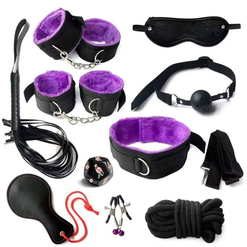 10pcs Adult Bondage Kit SM Shop Fetish Sex Games Role Playing Bondage Whip Flirting Bondage Set Sex Toys for Couples