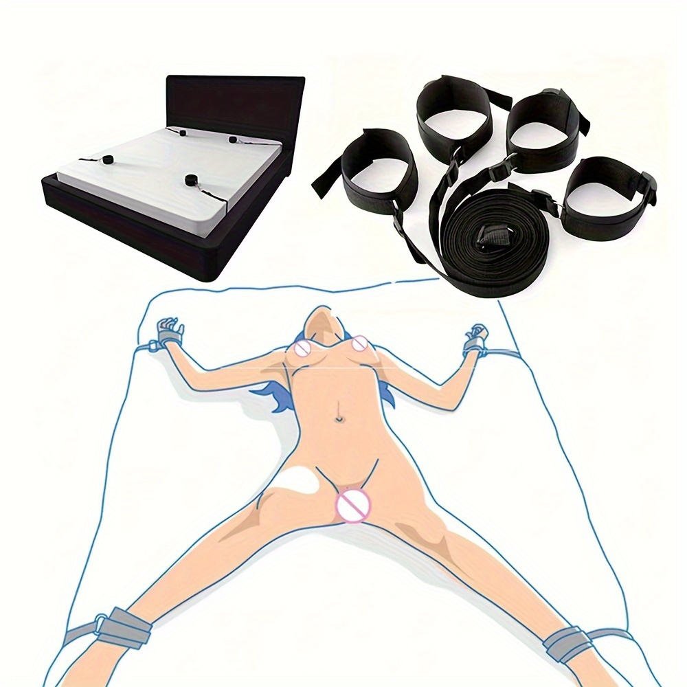 BDSM Bondage Set Adult Sex Game Handcuff Ankle Restraints Sex Toy Couple Slave Sex Products Erotic Bed Strap System SM Cuffs