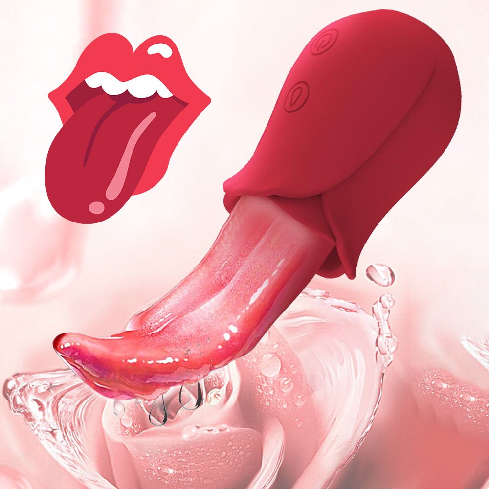 Realistic Licking Tongue Rose Vibrator for Women Nipples and Clitoral Stimulation 18+ Adult Sex Toys for Female Couples