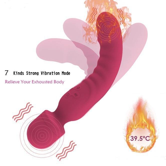 Premium Multi-Frequency Female Vibrator Full-Covered Rubber with Double Heating Motors Double Head Fun Sex Toy for Masturbation